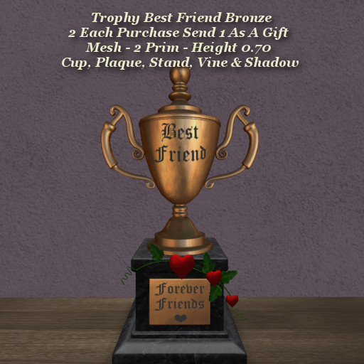Second Life Marketplace Trophy Best Friend Bronze